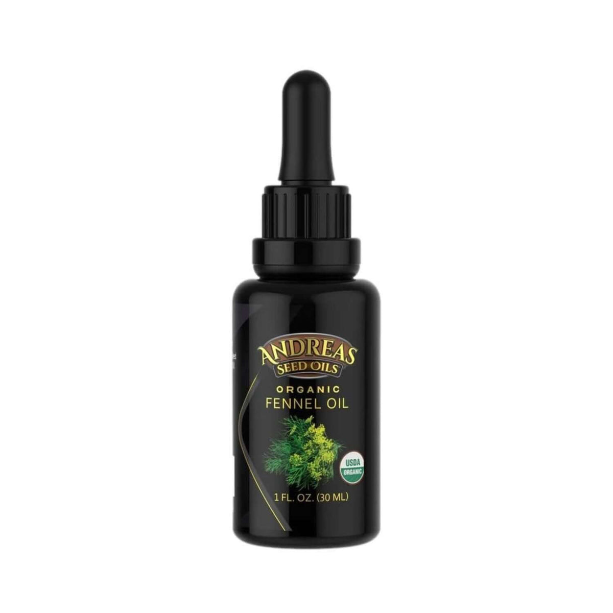 Cold Pressed Fennel Oil in a dropper bottle for aromatherapy and natural healing.