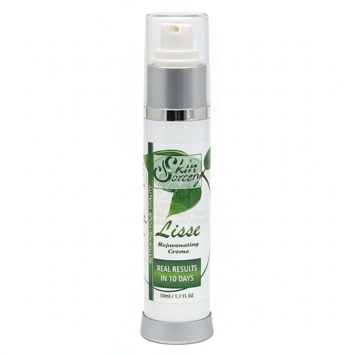 Lisse Rejuvenating Creme - Botanical Face Moisturizer in a pump bottle, promotes skin hydration and elasticity.