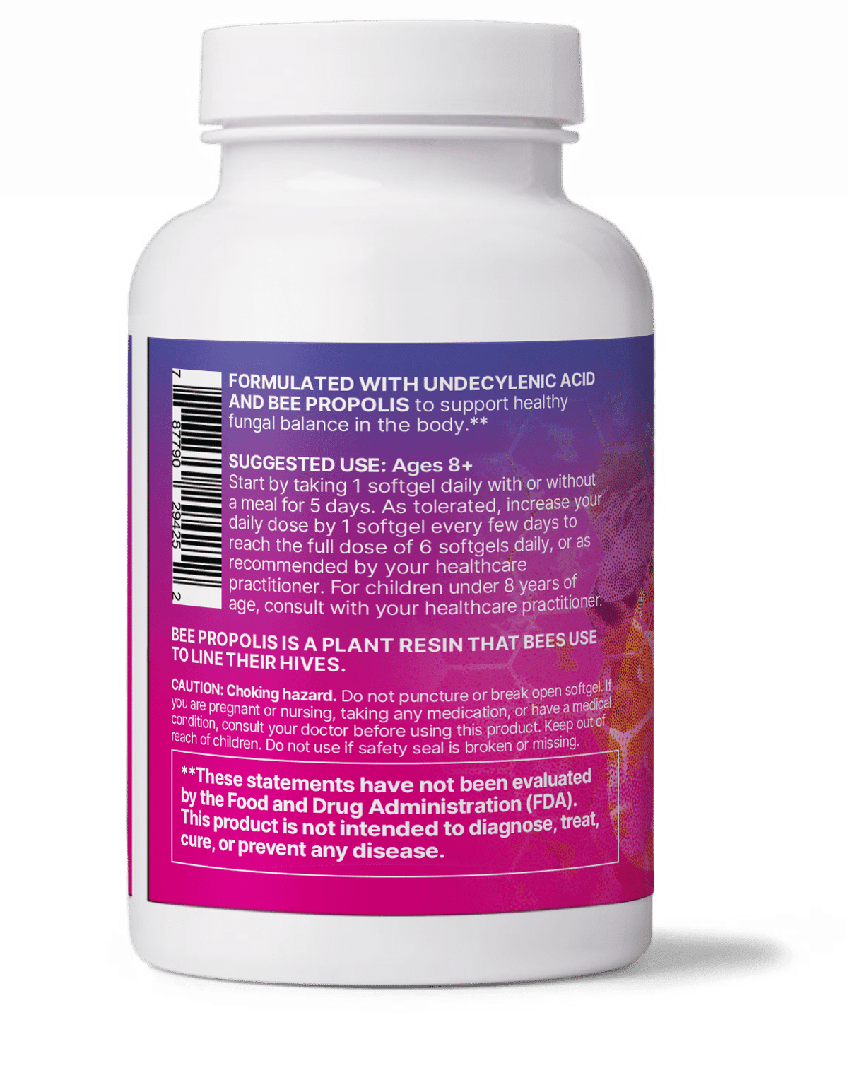Bottle of Mega MycoBalance, formulated with Undecylenic Acid and Bee propolis with Undecylenic Acid for fungal balance.
