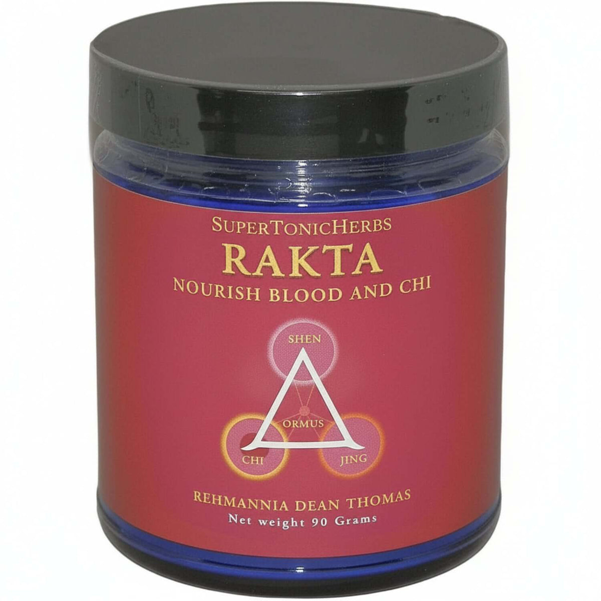Rakta - TCM Herbs for Blood and Energy in a premium herbal supplement jar.