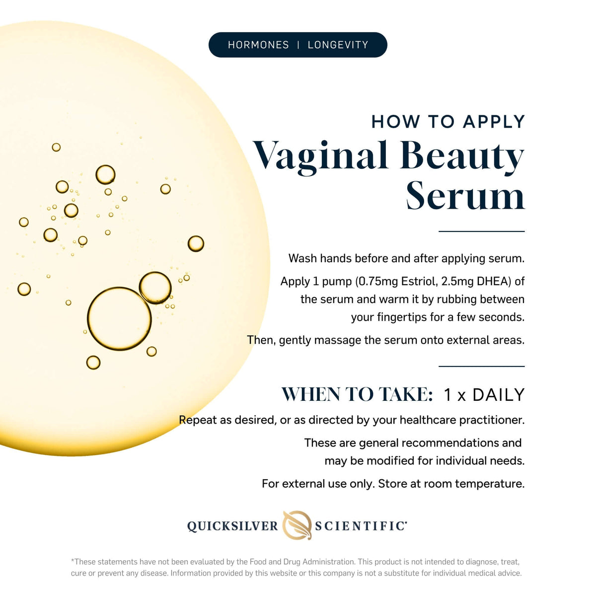 Instructions on how to apply Vaginal Beauty Serum for hydration for menopause with application tips and recommendations.
