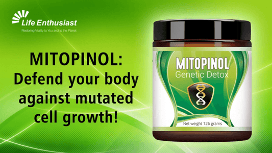MITOPINOL supplement for defending the body against mutated cell growth and promoting genetic detox.