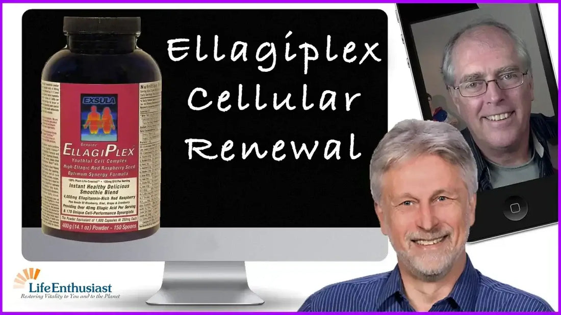 EllagiPlex Ellagitannins and Cell Health podcast episode image featuring product and hosts.