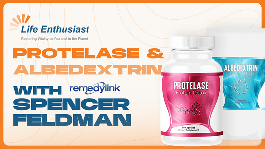 Image promoting Protelase and Albedextrin products by Life Enthusiast featuring Spencer Feldman.