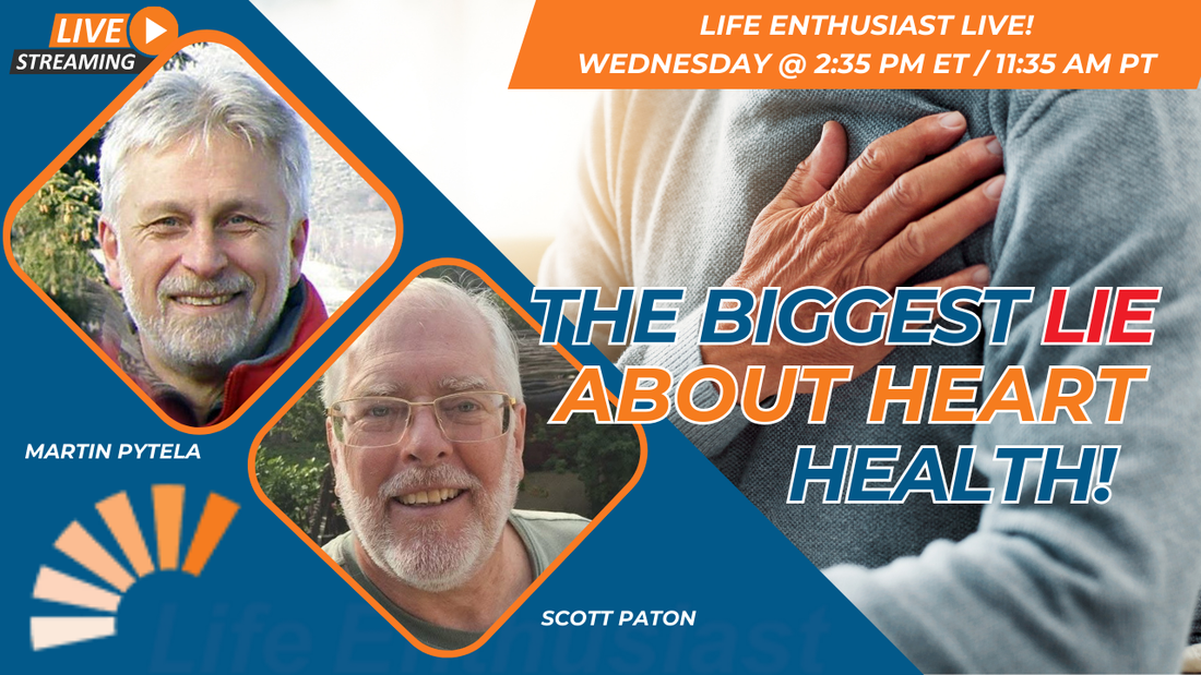 Podcast image featuring Martin Pytela and Scott Paton discussing Clogged Arteries and heart health myths.