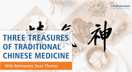 Podcast episode on The Three Treasures of TCM with Rehmannia Dean Thomas discussing Traditional Chinese Medicine.