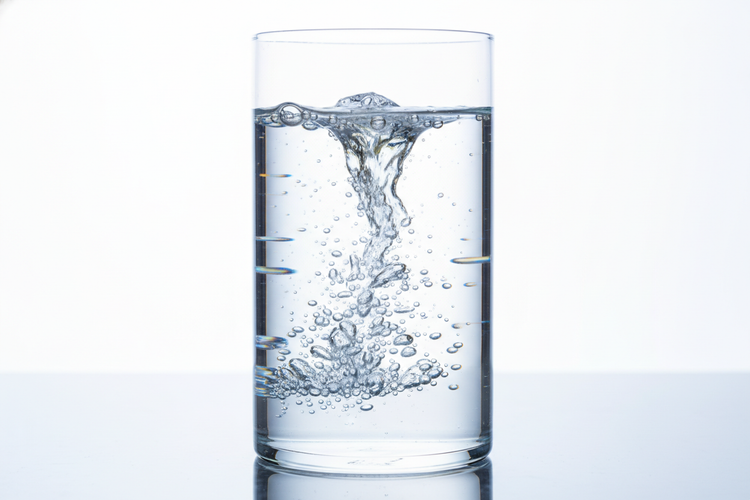 A glass of bubbly water representing superior cellular hydration and energizing hydration solutions.
