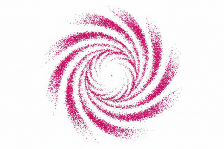 Vibrational Energy Devices design featuring a pink spiral pattern representing energy flow and vitality.