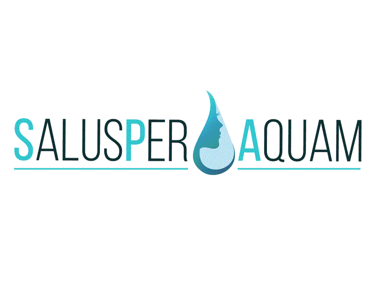 Salus per Aquam logo representing the concept of Health Through Water, showcasing bio-electric water technology.