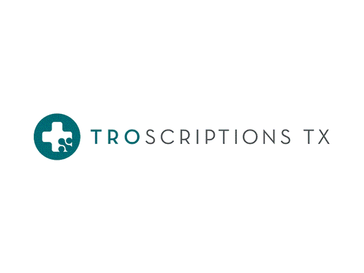 Logo of Troscriptions TX, showcasing buccal troche technology for optimized delivery.