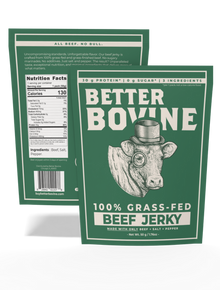 Pack of 30 - Bundle Grass-fed Beef Jerky with real beef, salt, and pepper, featuring high protein and no artificial ingredients.