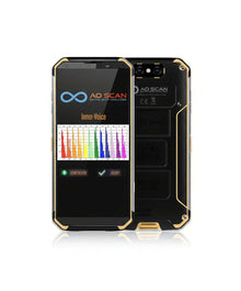 AO Scan - Initial Session device showing Inner Voice analysis screen with frequency patterns for emotional expression.