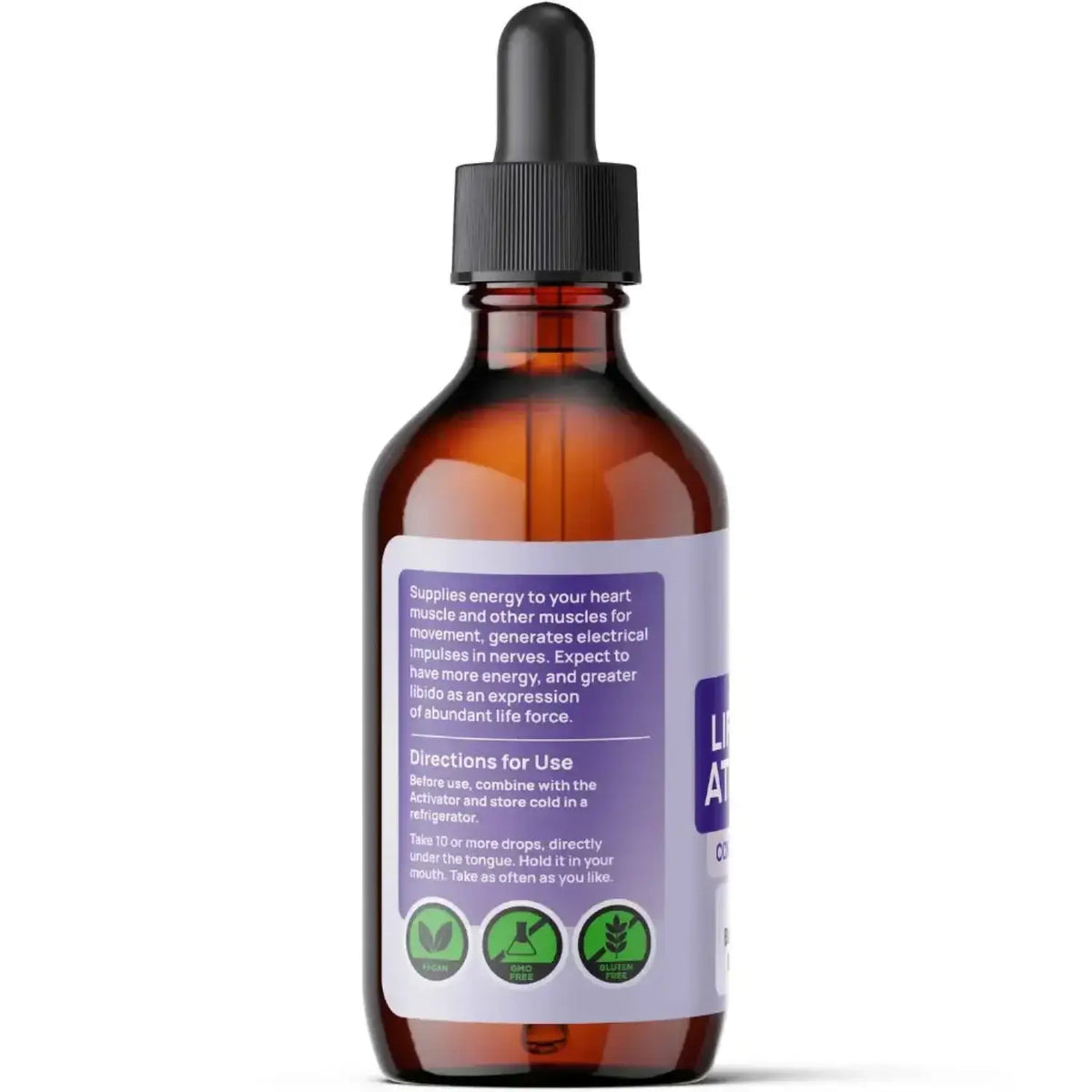 Natural ATP Synthesis Support Liquid bottle, energy supplement for muscle and nerve support.