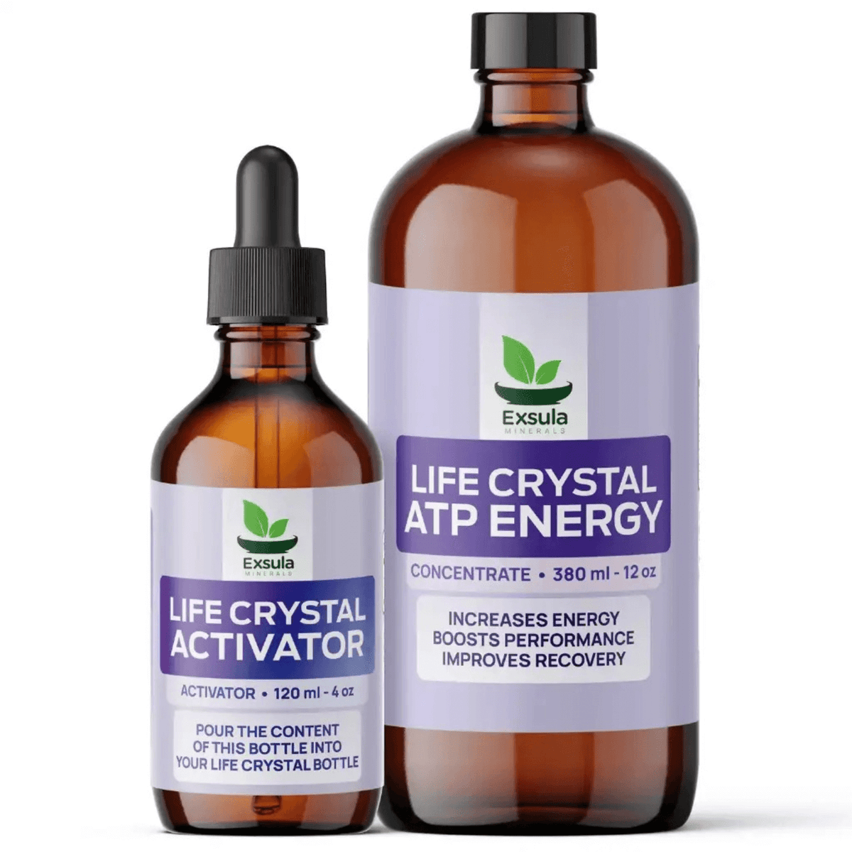 Life Crystal ATP Energy and Activator bottles for Natural ATP Synthesis Support Liquid
