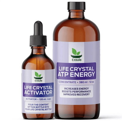 Life Crystal ATP Energy and Activator bottles for Natural ATP Synthesis Support Liquid