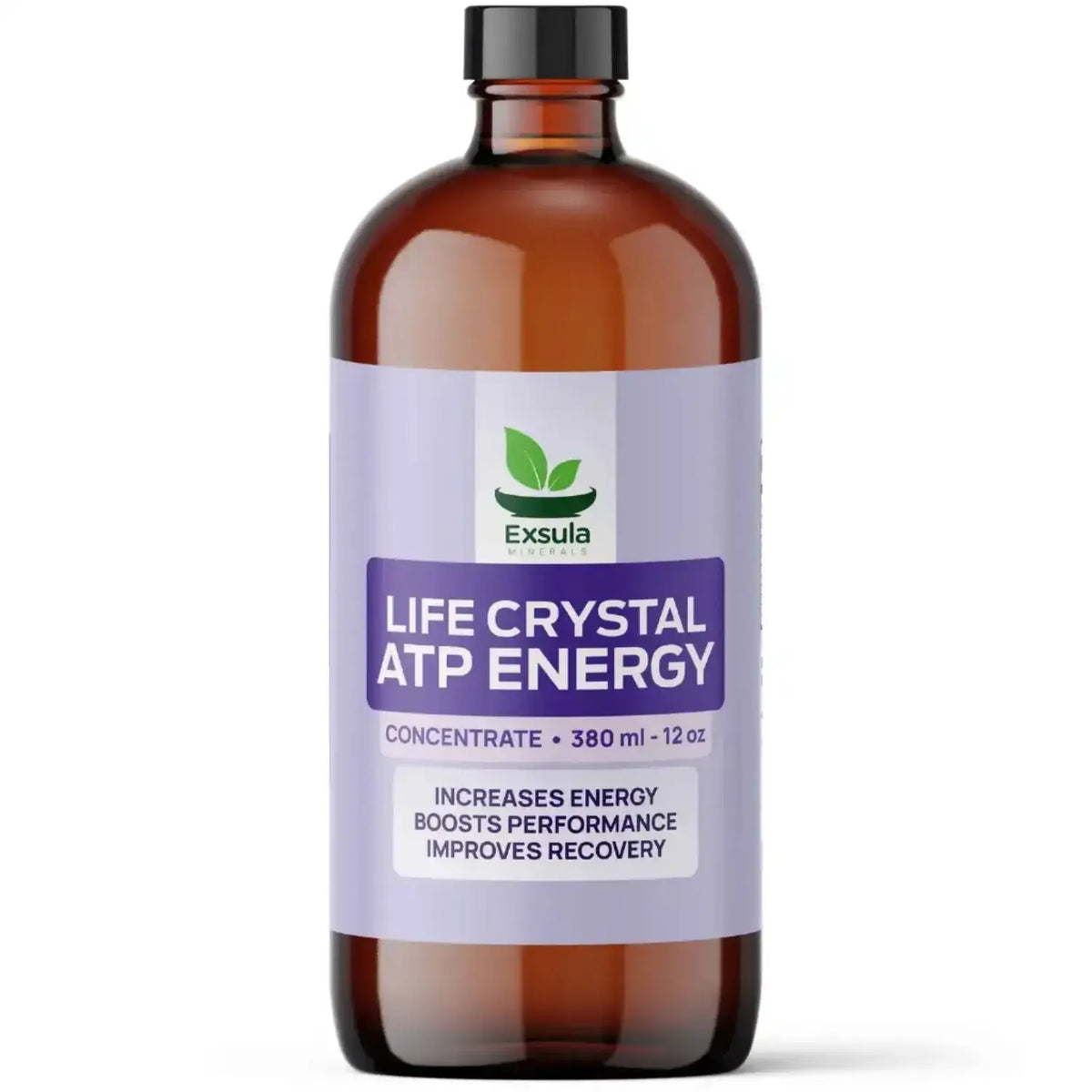 Bottle of Life Crystal ATP Energy concentrate, a natural ATP synthesis support liquid by Exsula.