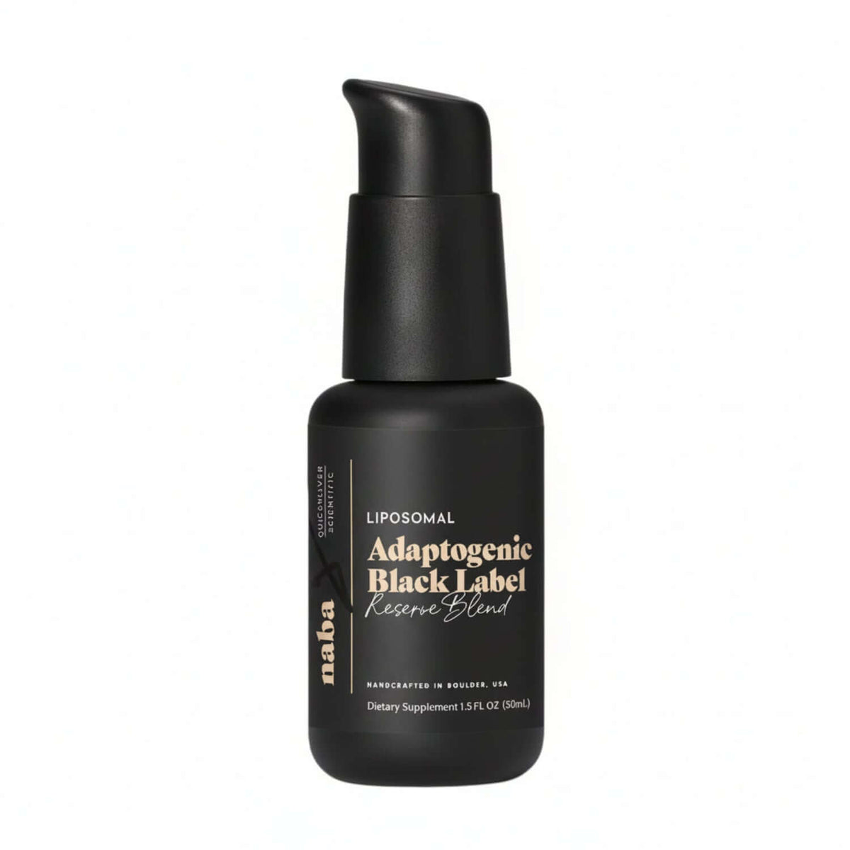 Liposomal Hormone Balance supplement bottle, Adaptogenic Black Label for metabolic and hormonal health.