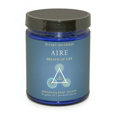 Aire - TCM Herbs Respiratory Support herbal supplement in a blue jar with a black lid.