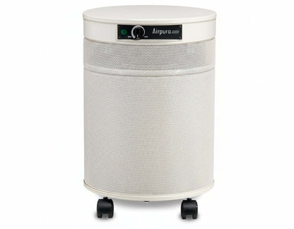 Airpura C600 DLX Professional Grade VOC Air Purifier with control knob and caster wheels for easy mobility.