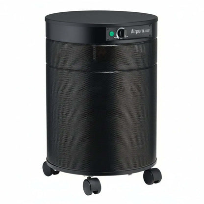 Airpura T600 air purifier designed for Tobacco Smoke and Tar Particle Air Filtration with wheels for easy mobility.