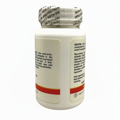 Algoran Inner-Health product bottle with Ecklonia Cava and Nano Curcumin label for health benefits and instructions.