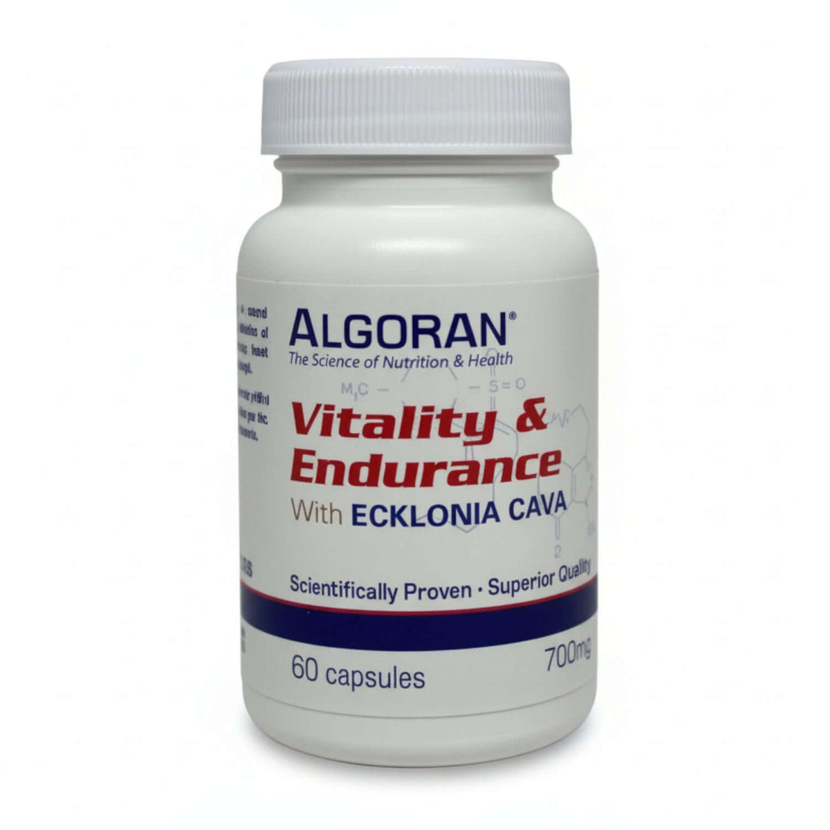 Algoran Vitality and Endurance supplement bottle with Fadogia Agrestis and Rhodiola Rosea, 60 capsules, 700mg