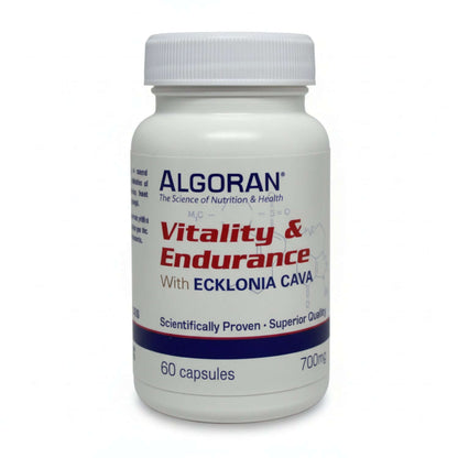 Algoran Vitality and Endurance supplement bottle with Fadogia Agrestis and Rhodiola Rosea, 60 capsules, 700mg