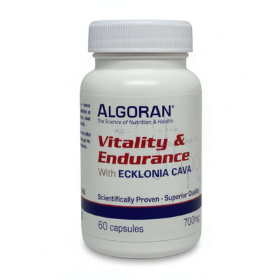 Algoran Vitality and Endurance supplement bottle with Fadogia Agrestis and Rhodiola Rosea, 60 capsules, 700mg
