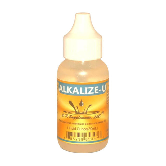Alkalize-U liquid mineral concentrate to support pH balance and hydration - 1 fluid ounce bottle.