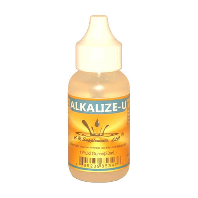 Alkalize-U liquid mineral concentrate to support pH balance and hydration - 1 fluid ounce bottle.