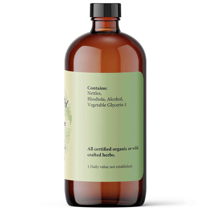 Bottle of Allergy-Ease Natural Help for Seasonal Environmental Triggers with ingredients Nettles and Rhodiola.