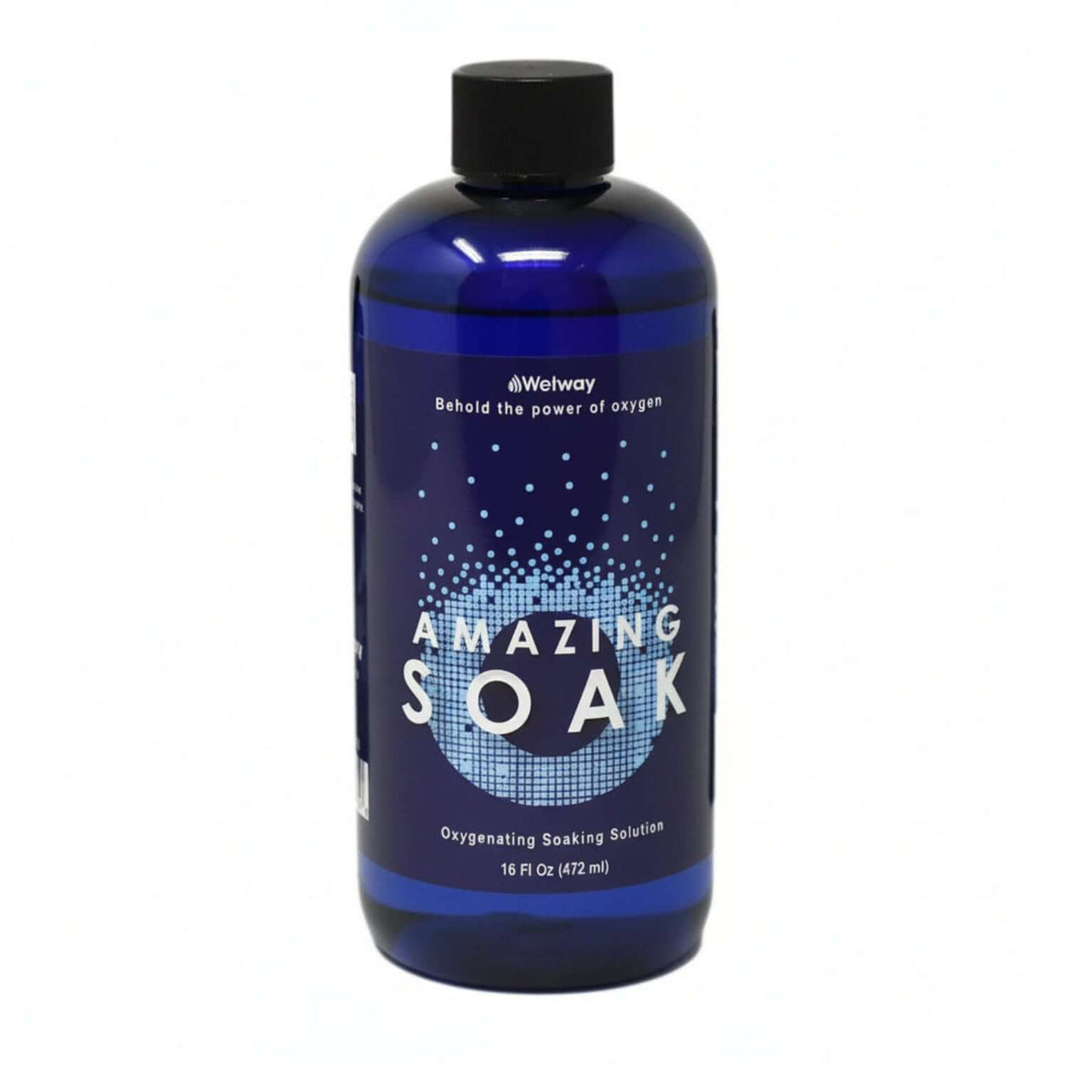 Amazing Soak oxygenating mineral hydrotherapy soaking solution in a blue bottle