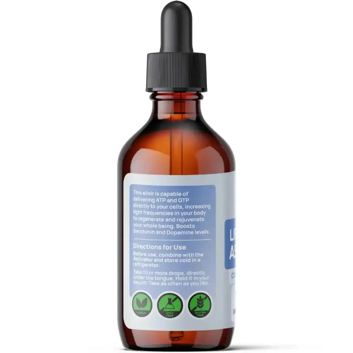 Ascension - Liquid Elements for Pineal Gland in a dropper bottle, promoting health and vitality with Fulvic Acid and Life Crystals.