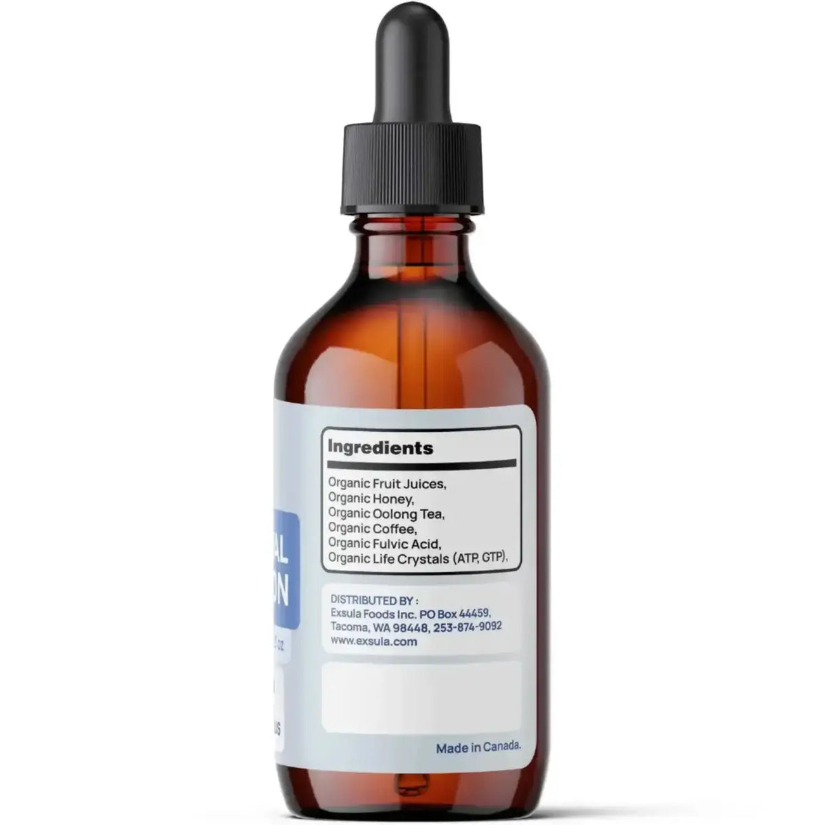 Liquid Elements for Pineal Gland - Ingredients list including organic juices, honey, tea, and fulvic acid.