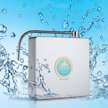 Avesa Water System with Crystal-Boost Technology, showcasing water splashing against a background of blue.