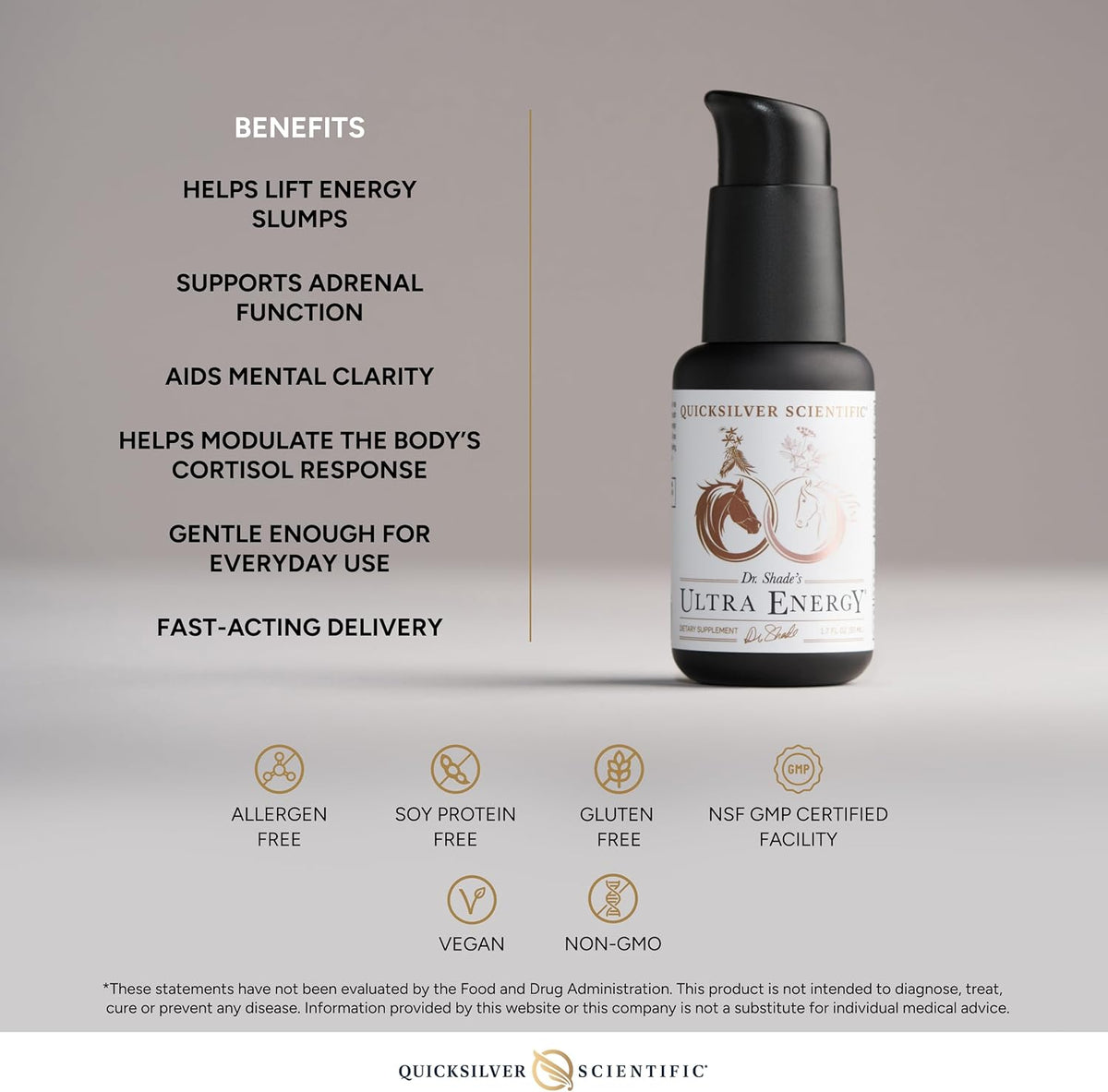 Ultra Energy Adaptogenic Herbal Tincture benefits highlighting energy lift, adrenal support, and mental clarity.