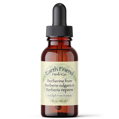 Earth Friend Herb Co Berberine liquid extract, a plant extract for gut health in a dropper bottle.