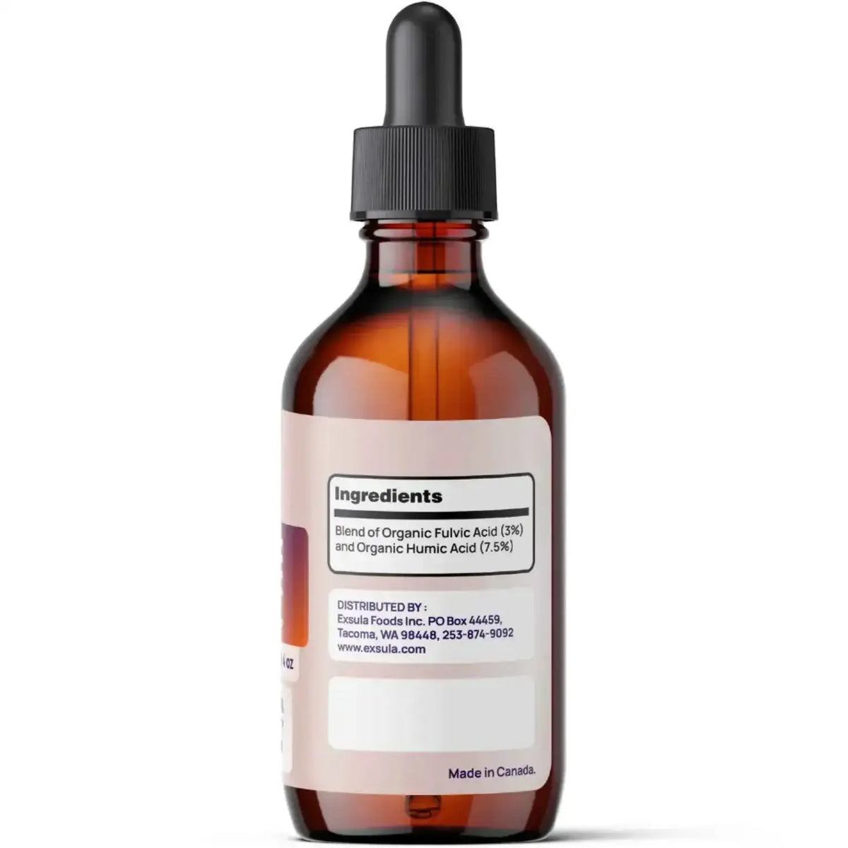 Liquid Soil Extracts for Native Gut Flora ingredients list on a dropper bottle of Exsula Superfoods Biome Magic.