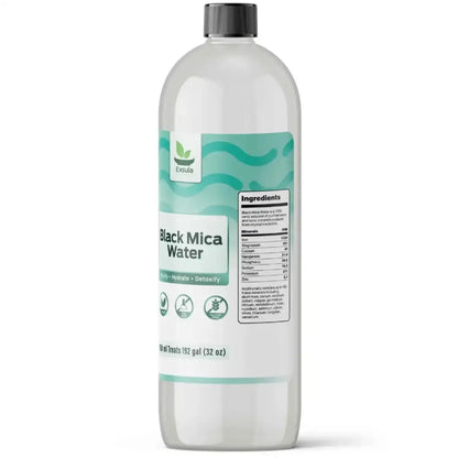 Exsula Black Mica Water bottle, a source of Biotite Ionic Sulfate Mineral Extract for hydration and detoxification.