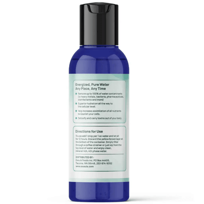 Black Mica Water - Biotite Ionic Sulfate Mineral Extract in a blue bottle with energizing benefits listed.