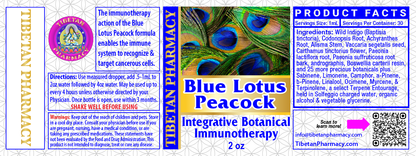 Blue Lotus Peacock - Maintain Digestive and Immune Balance, Integrative Botanical Immunotherapy product label.