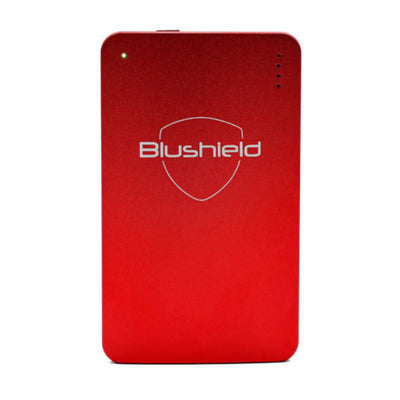 Blushield Sensitive Portable device for Gentle EMF Protection in a sleek red design.