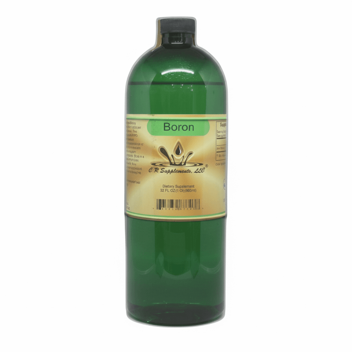 Boron liquid ionic mineral supplement bottle by CR Supplements for bone density and cognitive focus.
