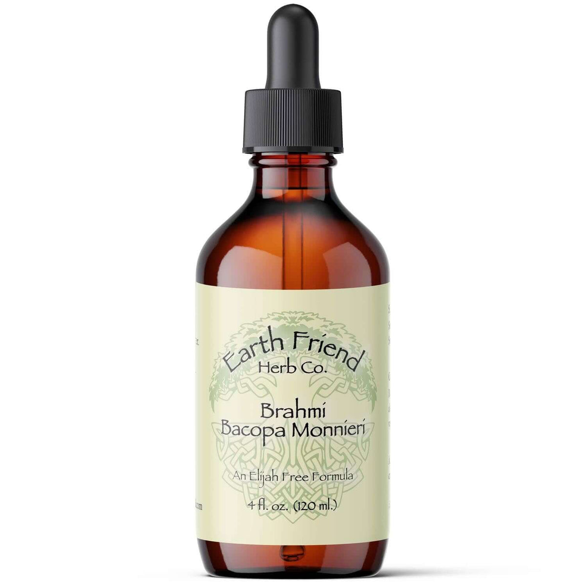 Brahmi Bacopa Monnieri liquid extract by Earth Friend Herb Co, an adaptogen for aging brain, 4 fl oz bottle.