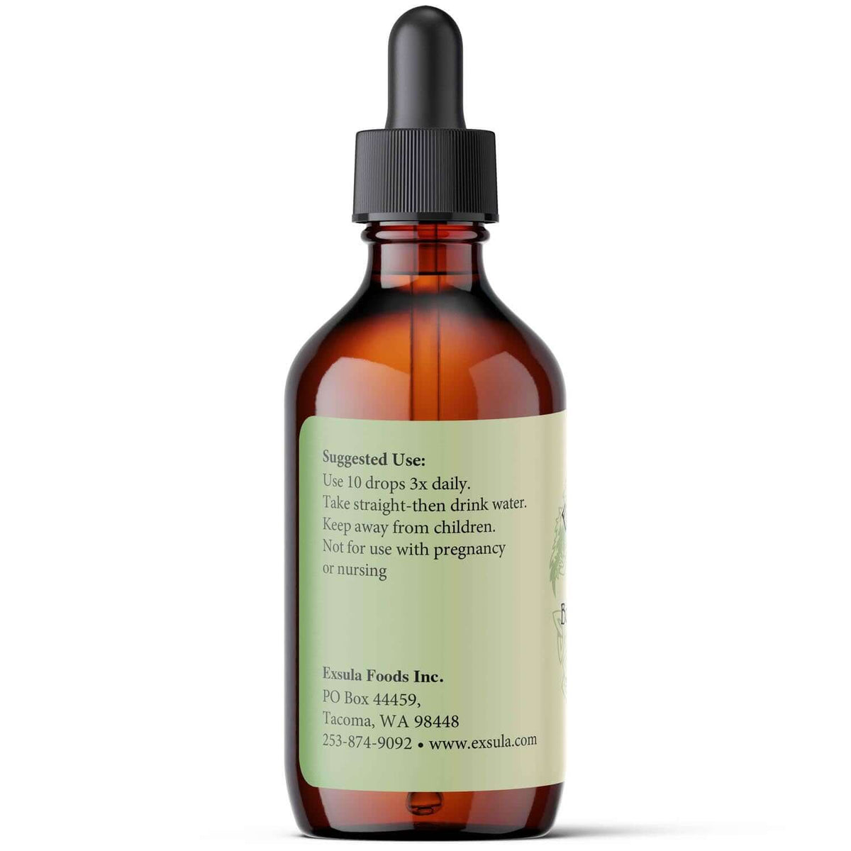 Brahmi Bacopa Monnieri liquid extract bottle with suggested use for Adaptogen for Aging Brain.