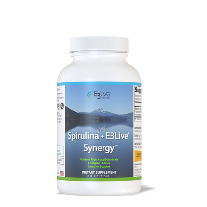 Bundle: Spirulina+E3Live Synergy - Cyanobacteria Phycocyanin and Chlorophyll Synergy Support, dietary supplement, immune support.