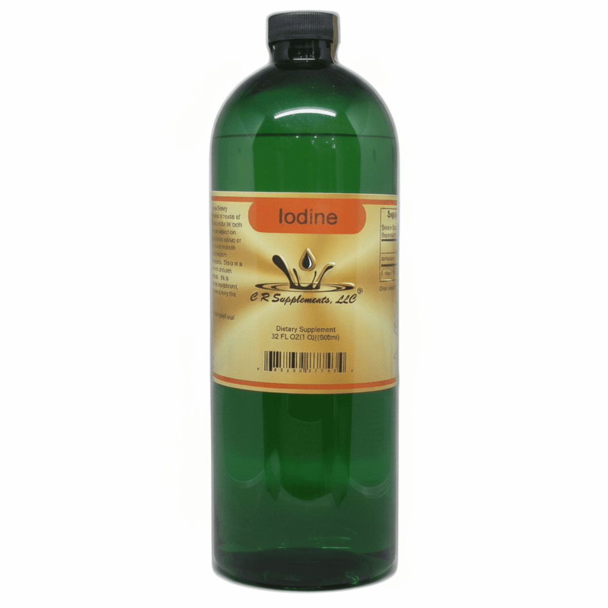 Iodine - Ionic Liquid Mineral supplement by CR Supplements in green bottle for thyroid support.