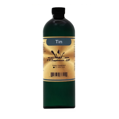 Tin Ionic Liquid Mineral Supplement bottle for hair growth and glandular support by CR Supplements.