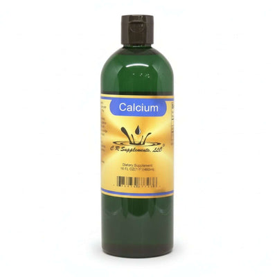 Calcium Liquid Ionic Mineral supplement bottle for bone and heart support from CR Supplements.