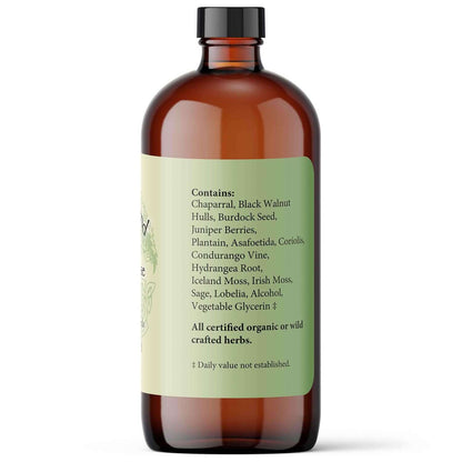 Cell Tox-Ease - Liquid Herbs for Cellular Clearance ingredients list on a herbal tincture bottle.